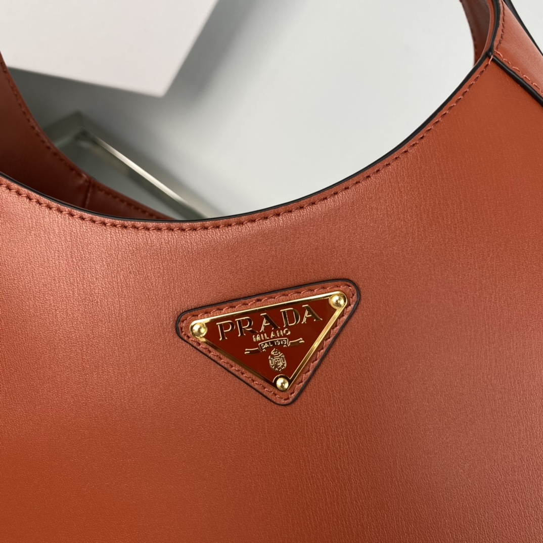 Prada Soft Leather Armpit Bag Handbag Shoulder Bag Orange 1BC179